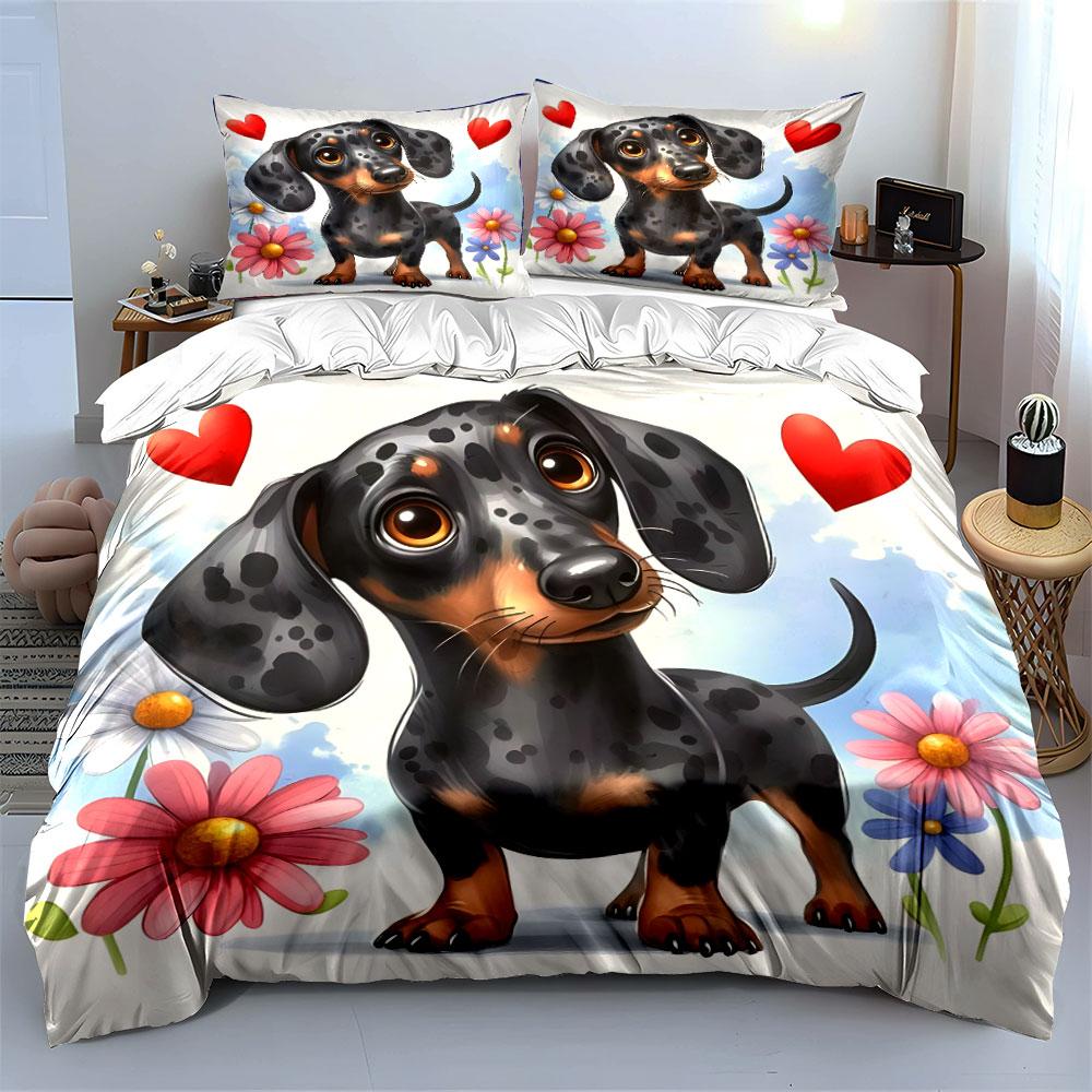 Dachshund Trio For Pet Lovers Exquisite Three-Piece Bedding Set Gift For Kids And Adults