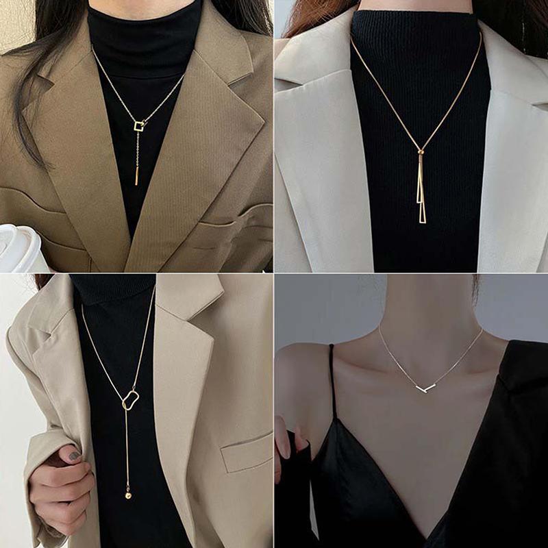 Fashion Long Pendant Necklaces For Women Y2K  Adjustable Clavicle Chain Light Luxury Sweater Chain Jewelry Accessories Gifts