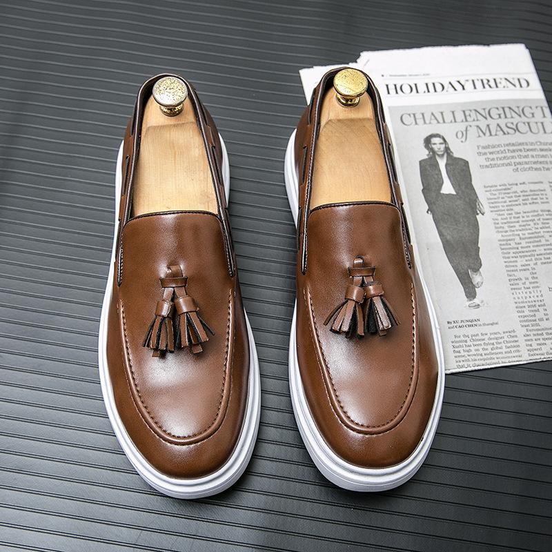 Leather shoes men's winter 2025 independent station 2025 outdoor lazy one-pedal loafers Doudou men's shoes