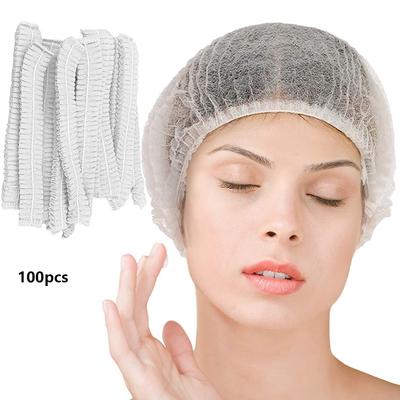 100 unidades 21 polegadas Toucas Bouffant Descartáveis Redes de Cabelo para Serviço de Alimentação, Laboratórios, Hospital