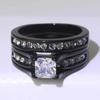 Fashion Couple Rings Women's White Rhinestones Zircon Ring Sets Men's Stainless Steel Zircon Stones Rings Wedding Band Jewelry