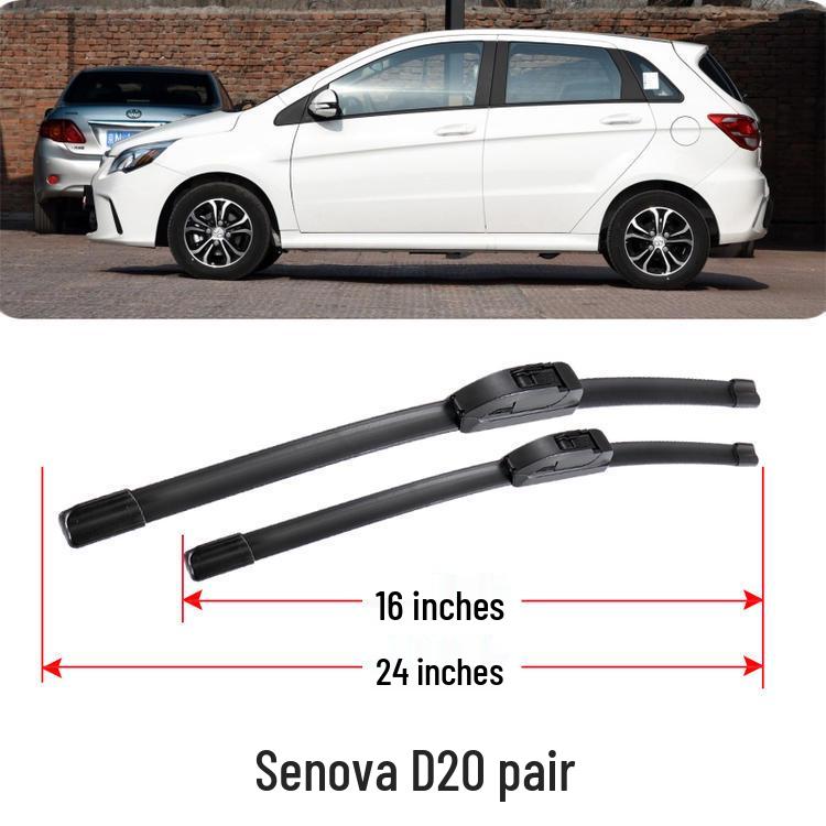 BAIC Senova D20 Original Bone-Free Wiper Blades & Rubber Strips (Front & Rear)