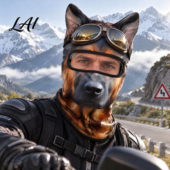 Cappuccio con Fantasia di Animali Realistica Maschera Integrale 3D con Orecchie Antivento Maschera Facciale da Ciclismo per Autunno Sci Inverno Copertura Protezione Solare Costume di Halloween