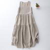 Plain Striped Loose Plus Size Women's New Pressed Pleated Literary Vest Dress
