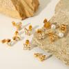 Butterfly Zircon Star Stud Earrings, Ins Style Light Luxury Stainless Steel Five-Petal Flower Pearl Ear Jewelryarrings