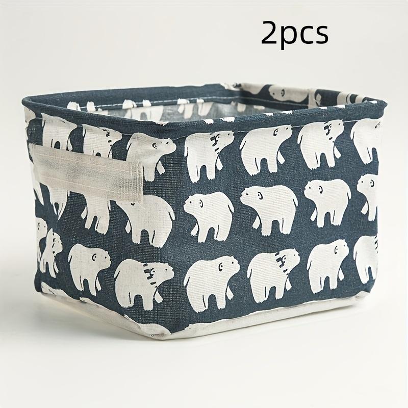 

2pcs/Canvas Storage Basket Large Capacity Tote Bag Fabric Storage Basket Desktop Organizing Basket 2pcs