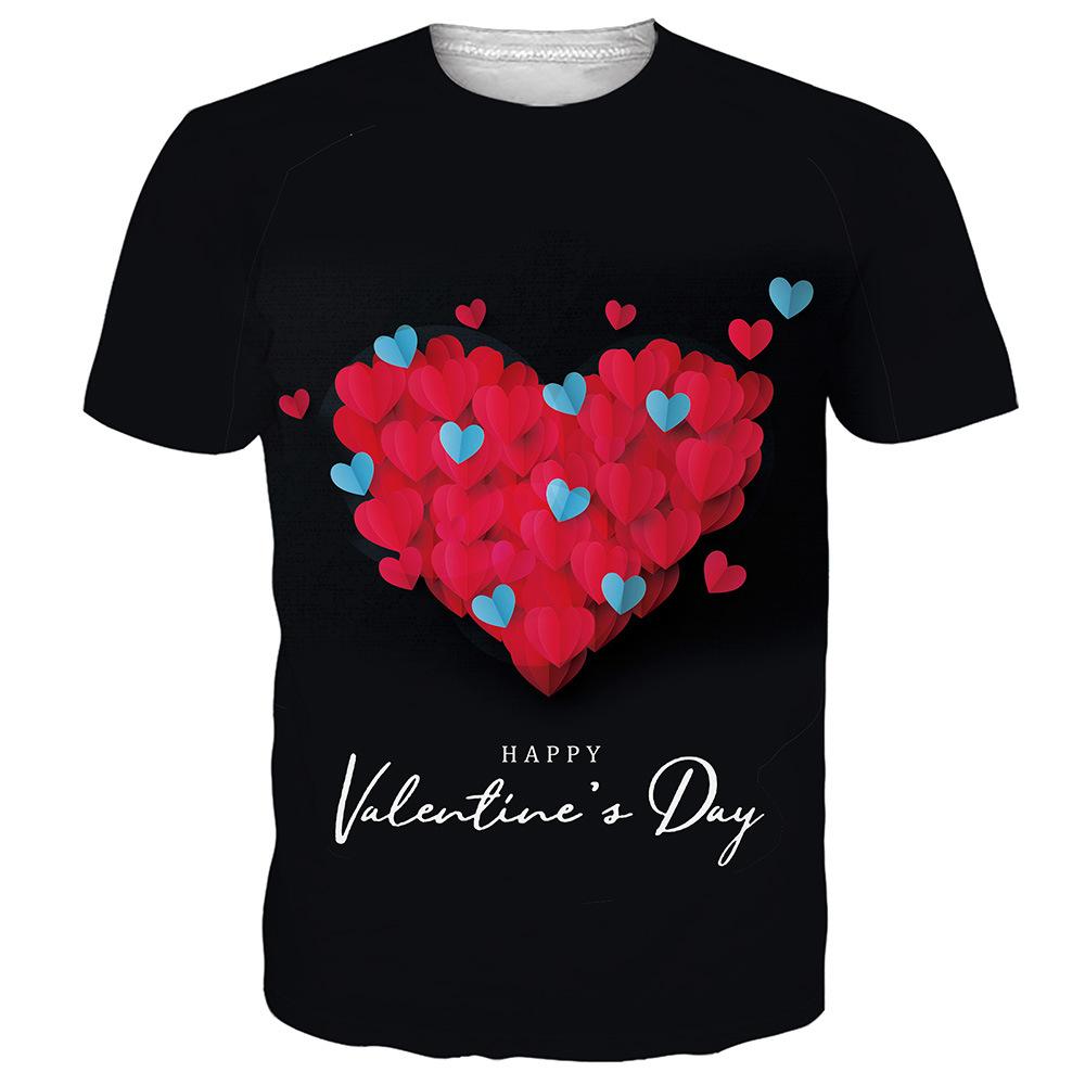 Tricou de vară pentru bărbați cu imprimeu digital 3D, Ziua Îndrăgostiților, cuplu, 3D, dragoste, casual