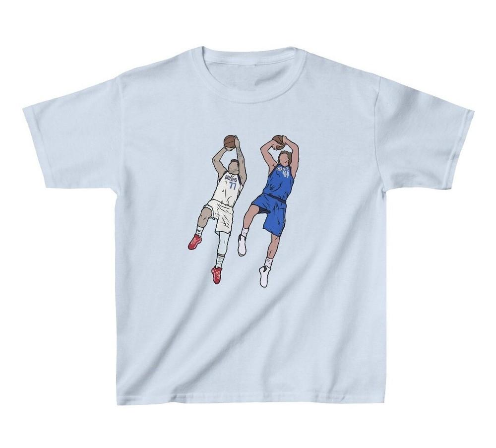 

Youth T-Shirt Luka Doncic And Dirk Nowitzki Fadeaway Tee Kids Sizes 3XL