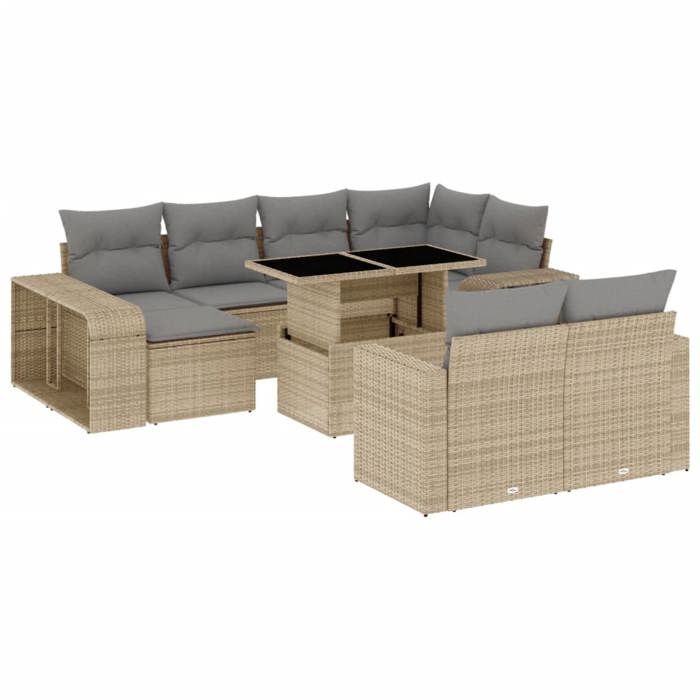 VidaXL Salon de jardin 11 pcs avec coussins beige résine tressée 3274582