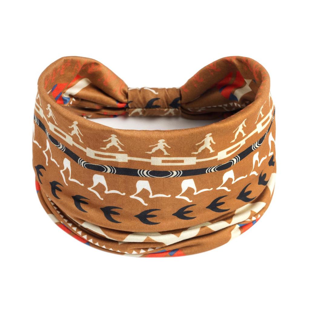 Bohemian Retro Print Yoga Headband: Wide African-Inspired Headscarf for Women