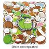 50 Coconut Cartoon Fruit Stickers - Creative, Fresh, Decorative & Waterproof for Phone Cases & Luggage