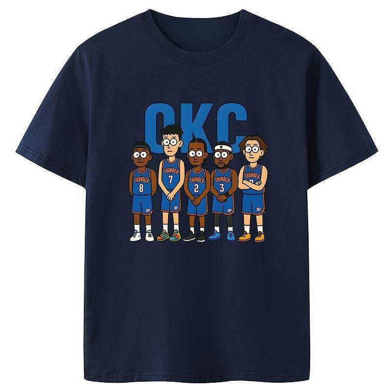 SGA Trend Brand Design Men's and Women's Playoff OKC Fans with The Same Short-sleeved T-shirt Pure Cotton Basketball Sports Top