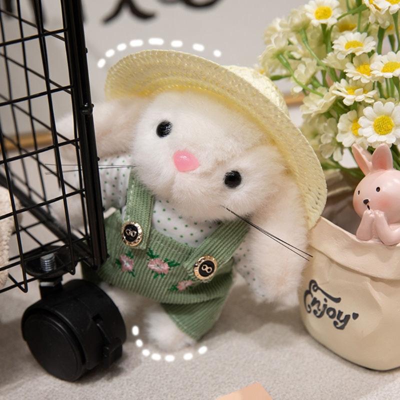 Chaveiro Feito à Mão Acessório de Bolsa Chaveiro Amuleto de Coelhos Jardineiros de Pelúcia Anéis de Chave Portáteis Ornamento de Bolsa