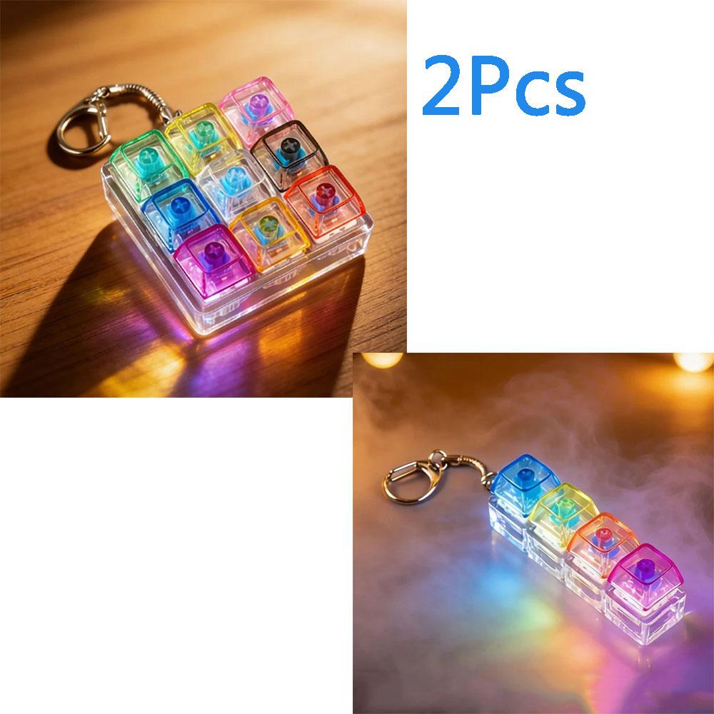 New Stress Anxiety Relief Keyboard Keychain Four Finger Button For Office Home Adults Kid Decompression Clicker Hot Gadget Gifts