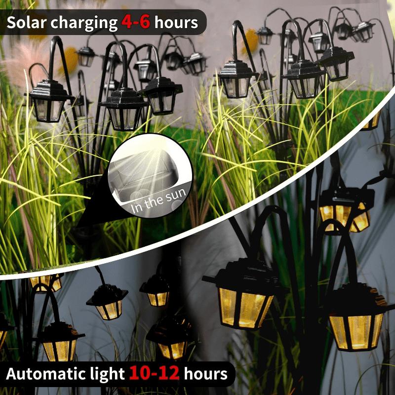 Solar Lantern Retro Vintage Style, 3/6LED Decorative Street Lamp Light, IP65 Waterproof Dusk to Dawn for Garden Courtyard
