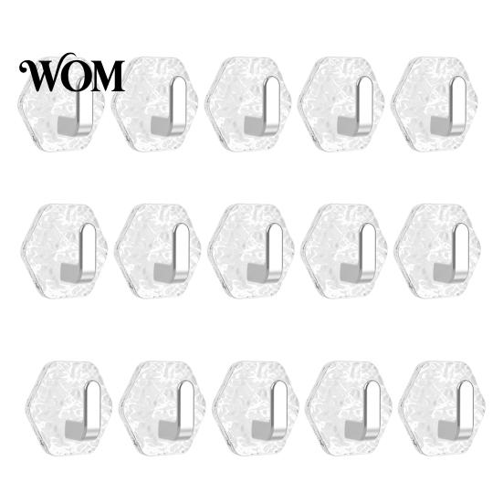 Home Organization Hooks Acrylic Adhesive Hooks, Hexagonal Wave Shape, No Drilling Easy Clear Wall Installation Hook, Modern Style for Bathroom Kitchen