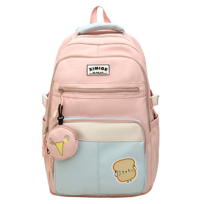 Schoolbag Burden Reduction Ridge Protection Large Capacity Middle School Student Schoolbag Simple Commuter Backpack High Value Women Large Capacity