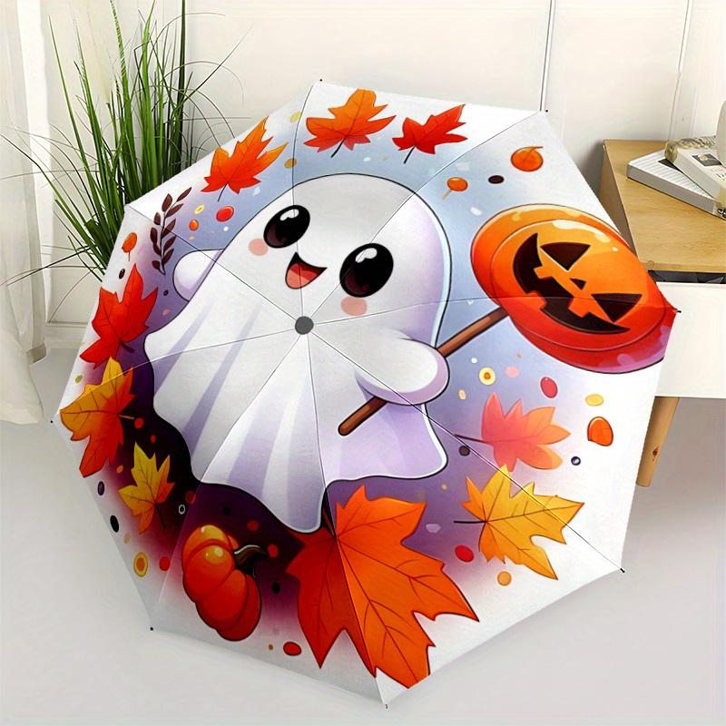 

1pc Happy Ghosts & Pumpkins Pattern Umbrella, Fashionable, Personalized, High-Value Folding Umbrella, a Must-Have for Summer, 8-Rib Durable
