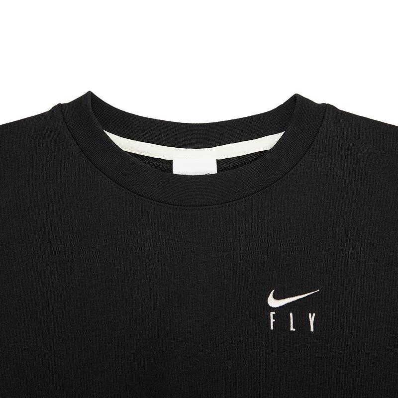 Nike Standard Issue Embroidered Logo Knit Sport Crewneck Sweatshirt Women Tops Black DD9256-010