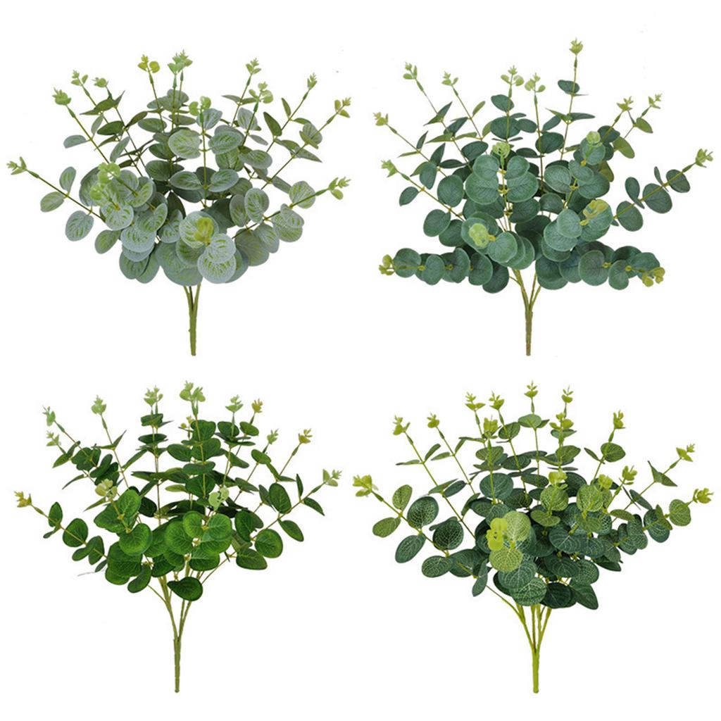 Artificial Green Plant Fake Eucalyptuses Leaf Branch for Wedding Party Fake Flower Arrangement Bouquet Home Garden Decor