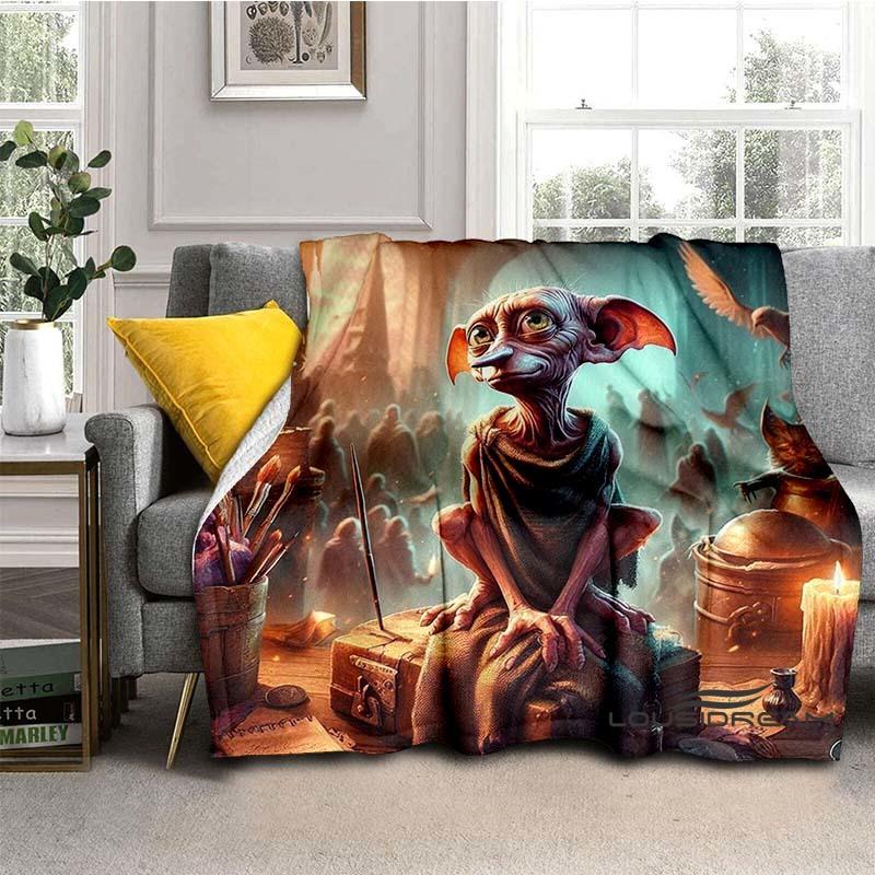 Dobby the House-Elf Cartoon Blanket — 3D-Printed Harry Potter Throw Blanket for Sofas, Beds, Cars, Living Rooms, and Bedrooms