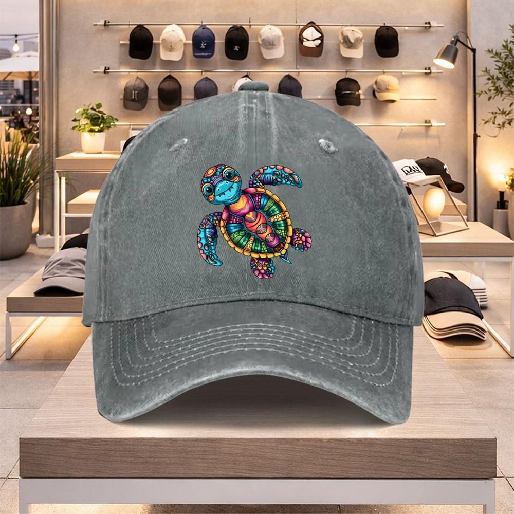 Colorful Sea Turtle Baseball Cap Unisex Cotton Casual Adjustable Snapback Hat Summer Beach Cap