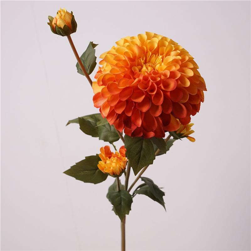 Autumn artificial flower coral dahlia lucky chrysanthemum wedding ornament home decoration silk flower