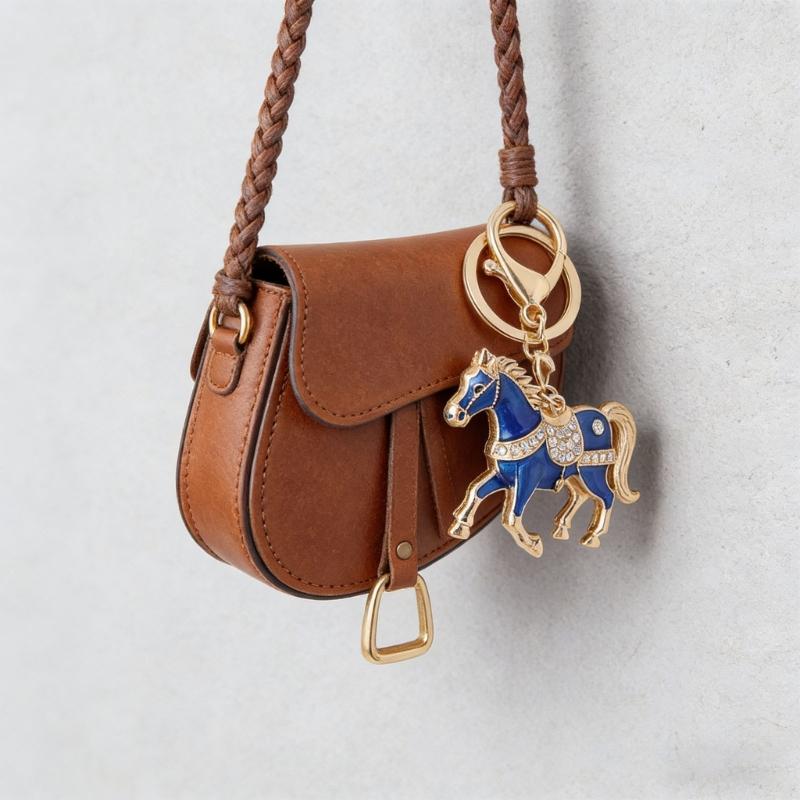 Alloy Horse Shaped Keychain for Vehicles and Bags Multifunctional Design Small Size Ornament Convenience Gift
