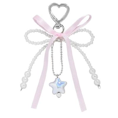 Portachiavi con Ciondolo a Forma di Cuore e Fiocco alla Moda Portachiavi Ornamento per Donne e Ragazze alla Moda