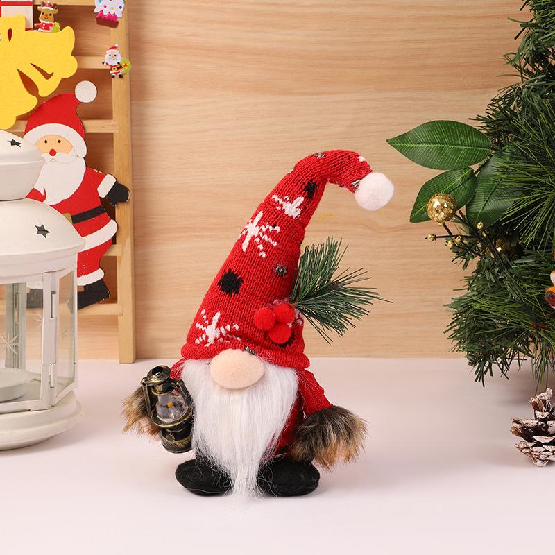 Neu Weihnachtsschmuck Wollknäuel Stricken gebogen Hut Gnome Puppe Ornamente Krücken Amerikanische