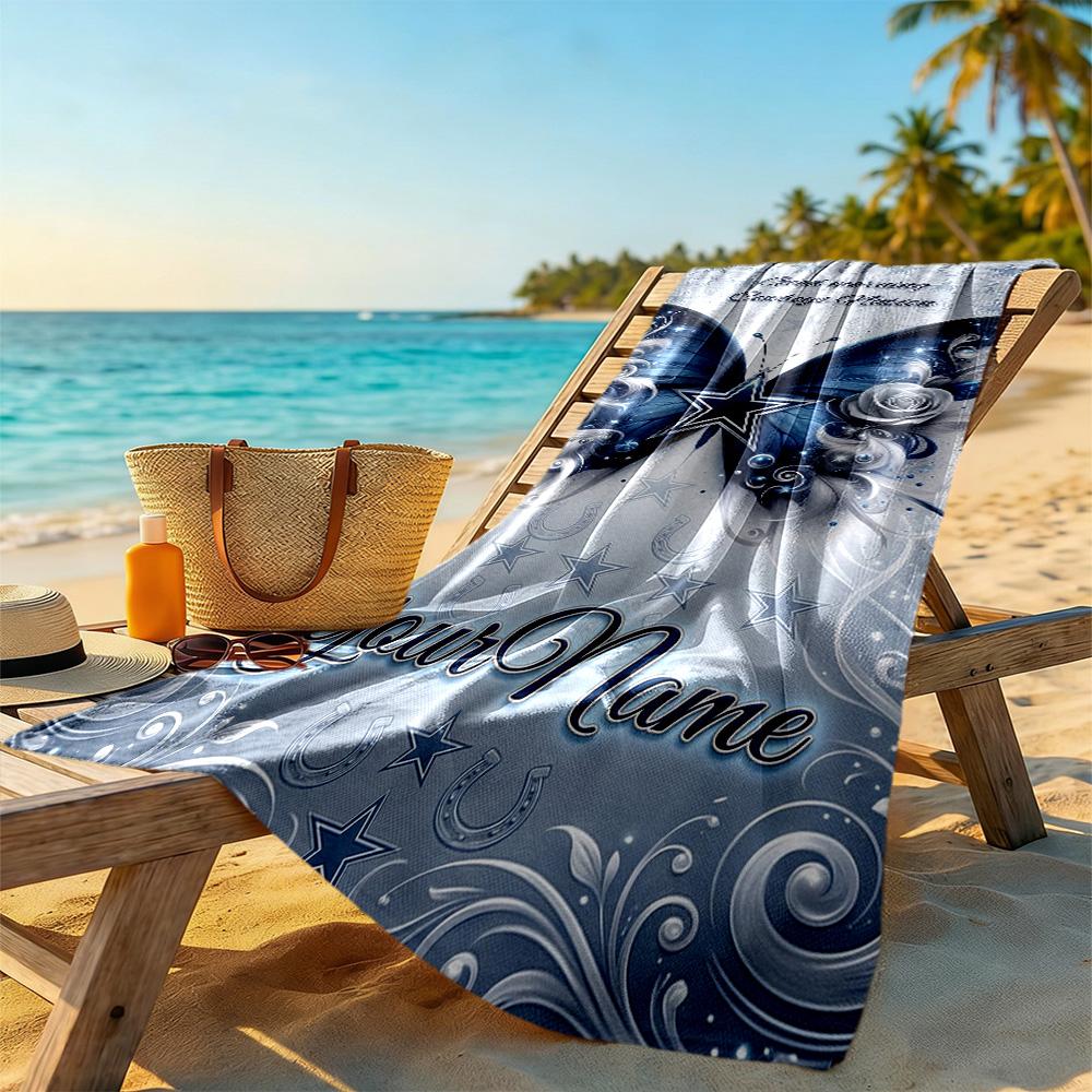 Dallas Customized Name Beach Towel Quick-Dry Soft Microfiber Ideal for Travel Outdoor Swim Pool Yoga Surf Camping Hiking Gym Gift Holiday