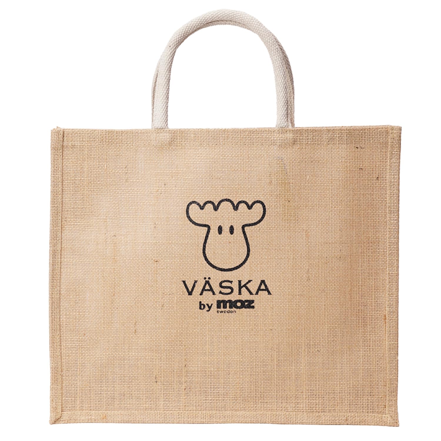 

VASKA by moz Большая сумка-тоут, Большой объем, Нордический шведский дизайн с лосем, Женская сумка-тоут для прогулок, Джут, VSJJ-03A, Натуральный