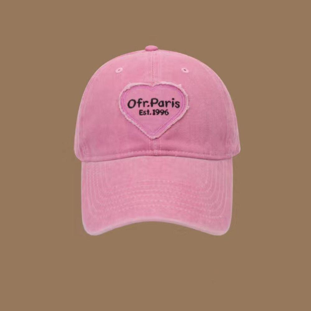 Love Heart Embroidery Snapback Hat Washed Cotton Couple Sun Hats Fashion Women Baseball Cap