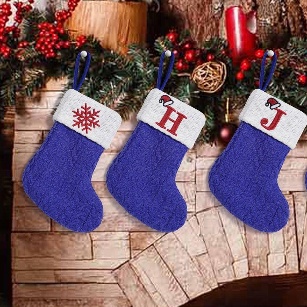 Large Capacity Christmas Alphabet Knitted Socks Thickened Candy Gift Bags  Xmas Gift