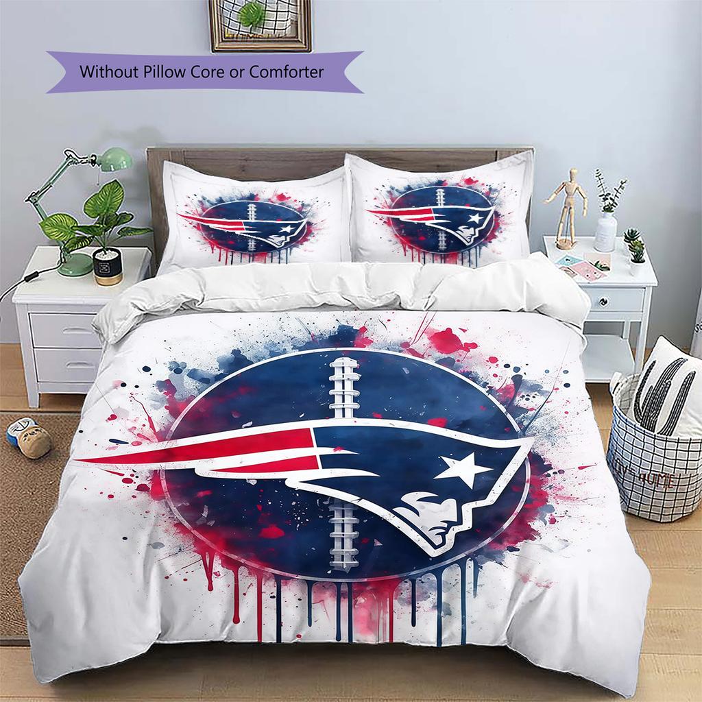 New England Patriots2 Pattern Bedding Quilt Set Home Decoration Gift (1 * Duvet Cover + 2 * Pillowcase Without Core)