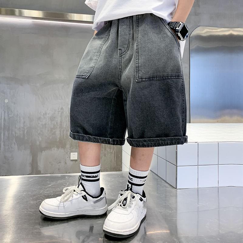 

Boys Summer Korean-Style Gradient Denim Shorts: Stylish and Cool 5-Inch Shorts for Older Kids 120