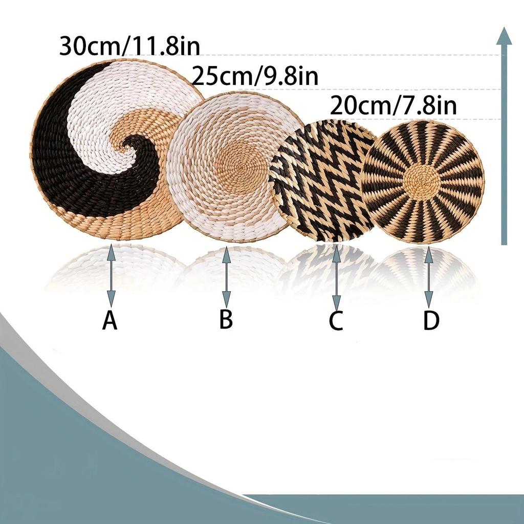 Bohemian Woven Wall Basket Set - Handwoven Hanging Decor for Living Room or Entrance