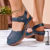 Cross-border Foreign Trade Large Size Baotou Sandals Women's 2026 New Summer Block Heel Hollow Light High Heel Women's Sandals
