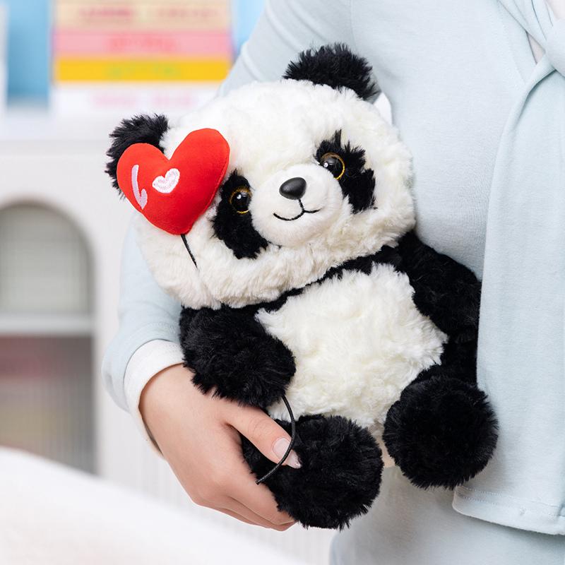 23cm Bambola Panda di Bambù Kawaii Bambola di Peluche Panda Gigante Con Cuore di Rosa Giocattolo Peluche Morbido Giocattolo Cuscino di Peluche Regalo di Compleanno per Ragazza
