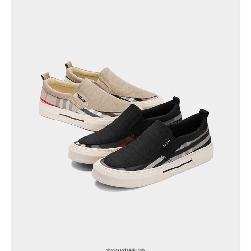 Fashion Men's Autumn Casual Shoes Fashion Comfortable Low Cut Slip On Flat Sole Canvas Leather Sneakers