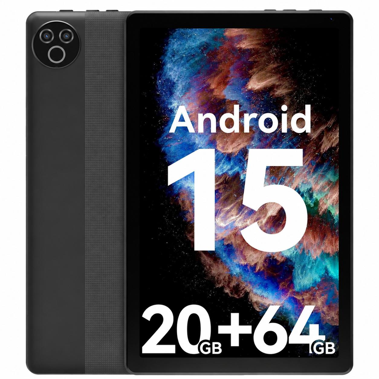 Android 15 táblagép, 10,1 hüvelykes, 20 GB RAM + 64 GB ROM, WiFi 6, billentyűzet, egér, ceruza, irodai táblagép Only tablet fekete