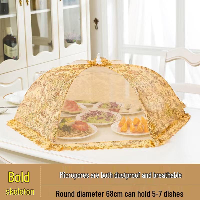 2023 Foldable Mesh Food Cover: Printed Umbrella Design for Protecting Leftover Foods