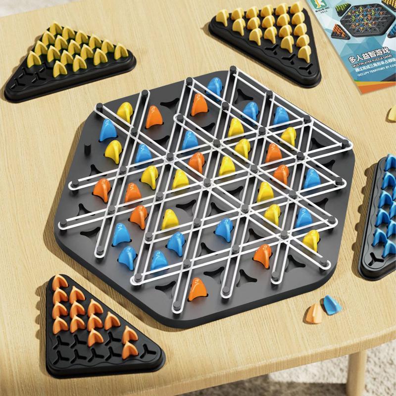 Geometry Chain Chess Puzzle Chain Triangle Chess Desktop Rubber Band Triangle Chess Strategy Board Game for Strategy Puzzle Toys