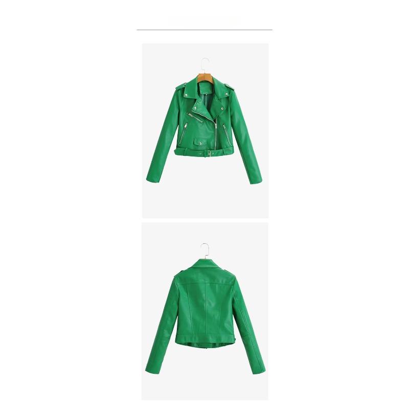 Autumn/Winter New Product Women's New Fashion and Casual Versatile Polo Collar Leather Zipper Decoration Jacket Coa