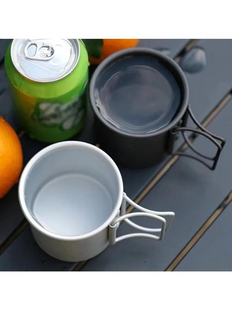 1 Pcs Outdoor Camping Cup With Foldable Handle Portable Ultra-light Aluminum Alloy Mug For Outdoor Hiking New Arrival 300ml