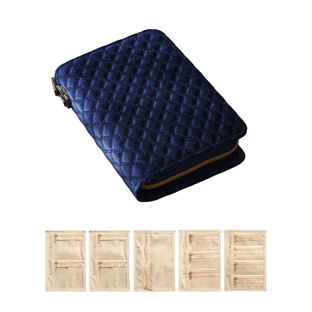 Zipper Clear Pocket Jewelry Storage Book Velvet Jewelry Storage Bag for Home