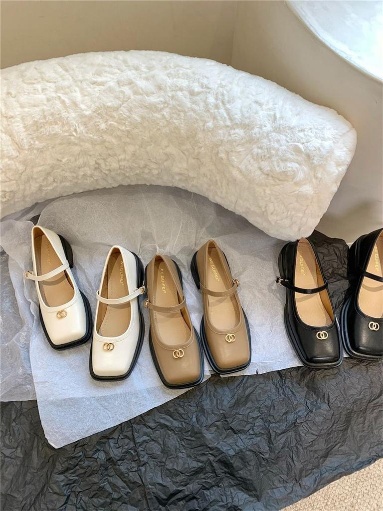 Korean Version of Thick Heel Grandma Single Shoes Women's Shoes Spring and Autumn 2025 New Retro Versatile Skirt Casual Ladyshoes