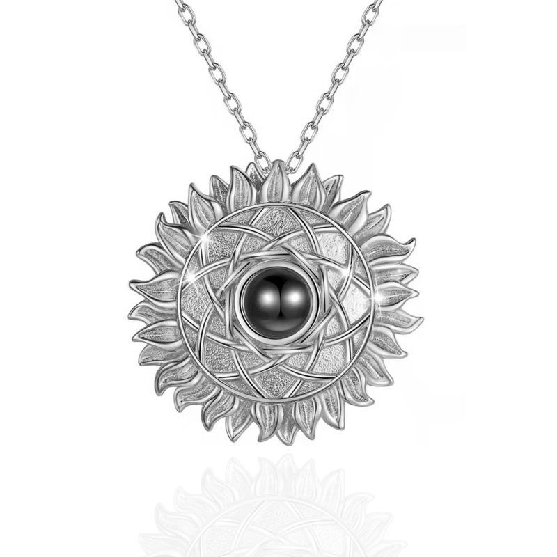 HJJ Sunflower Pendant Necklace - "I Love You" In 100 Languages