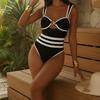 Gestreifter Sexy Damen Einteiler Badeanzug Bademode Weiblicher Tanga Biquini Monokini Badeanzug Badeanzug Strandmode