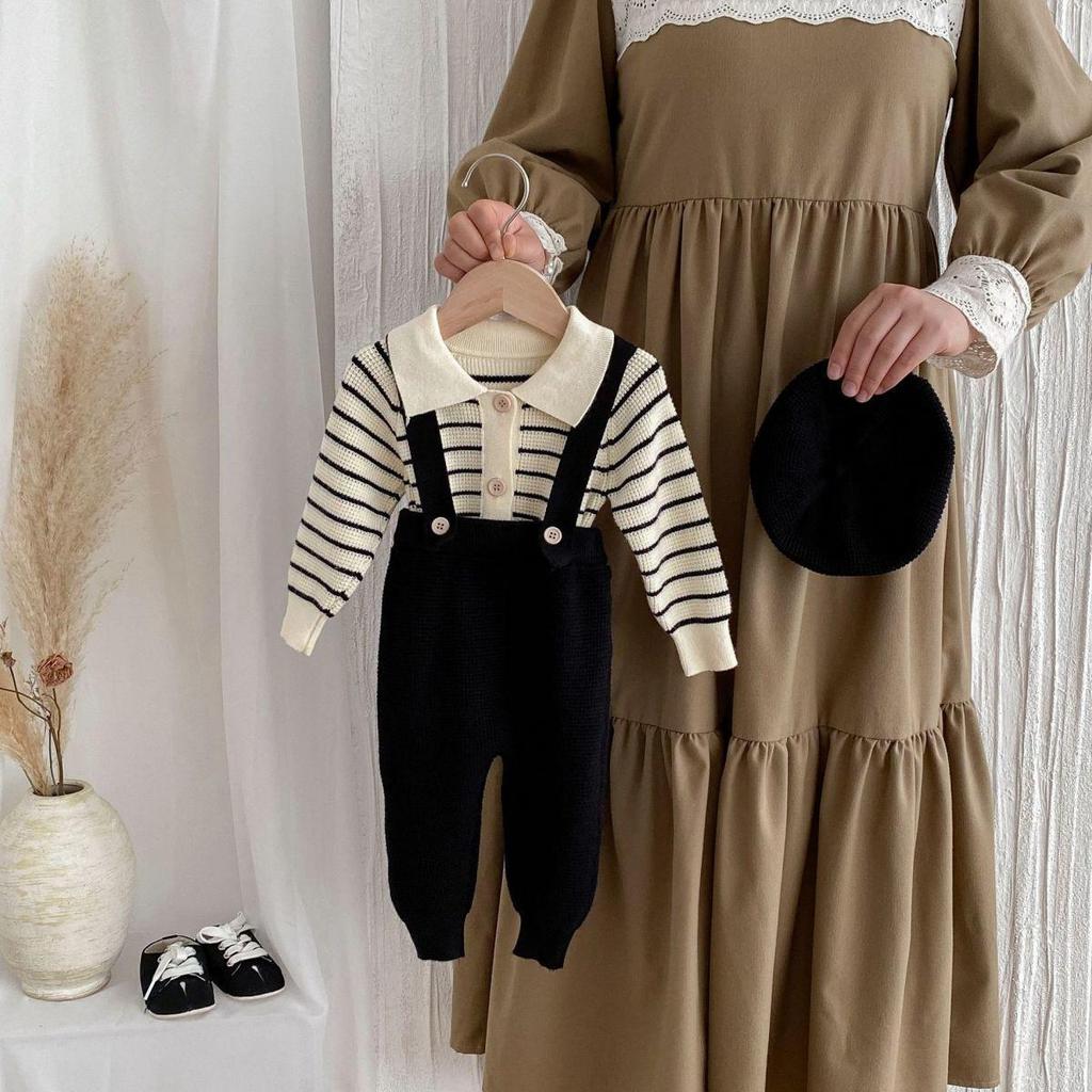 Set Pulover de Toamnă pentru Bebeluși și Salopetă Tricotată - Drăguț și la Modă pentru Primăvară/Toamnă